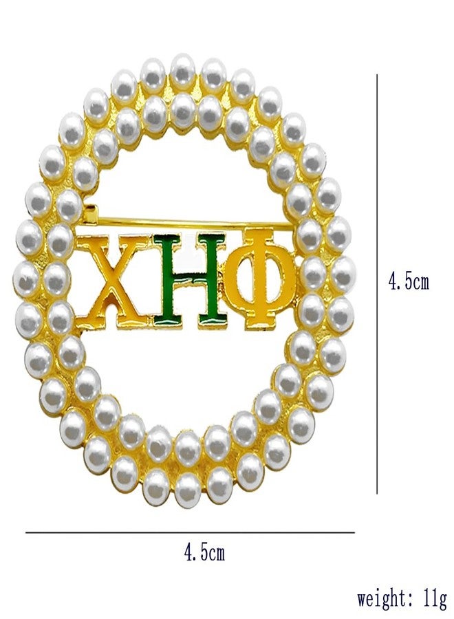 muiot Exquisite CHI ETA PHI Sorority Enamel Letter Imitation Pearl Brooch - Round Metal Jewelry Pin - Image 2
